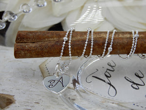 Stamped Initial Heart Necklace