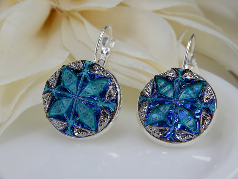 Czech Glass Button Earrings