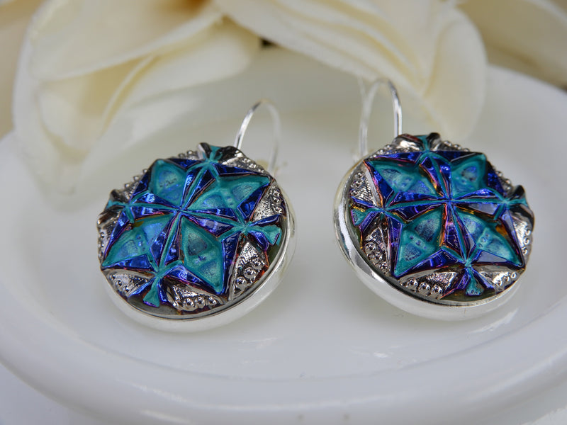 Czech Glass Button Earrings