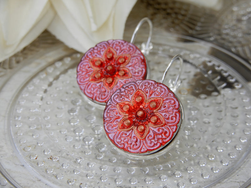 Czech Glass Button Earrings