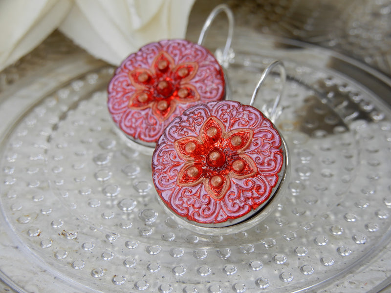 Czech Glass Button Earrings