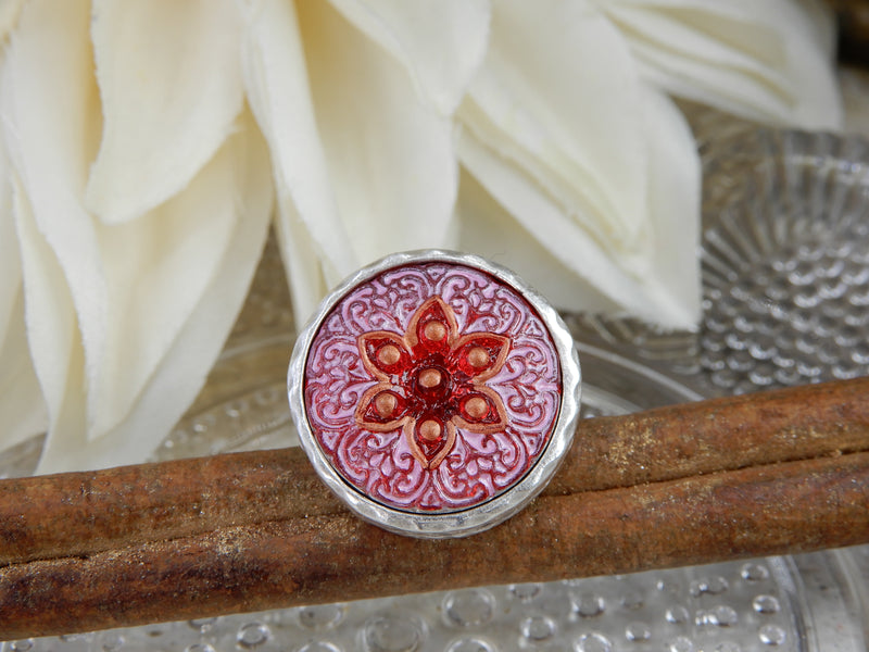 Czech Glass Button Ring