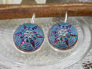 Czech Glass Button Earrings
