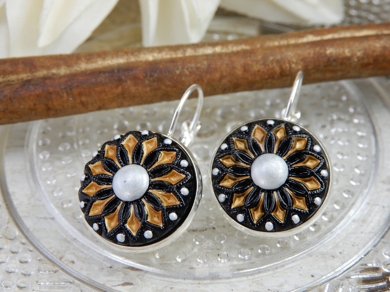 Czech Glass Button Earrings