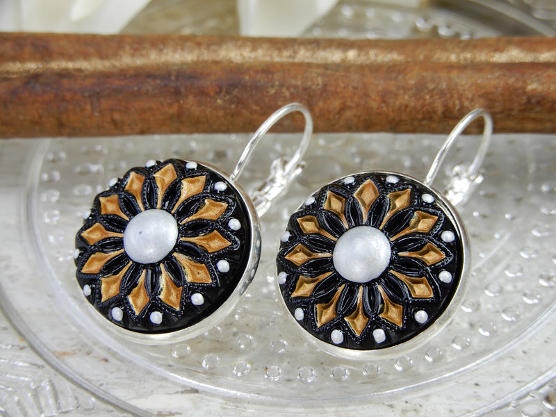 Czech Glass Button Earrings