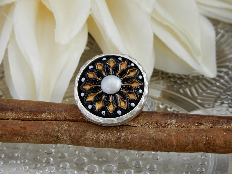 Czech Glass Button Ring