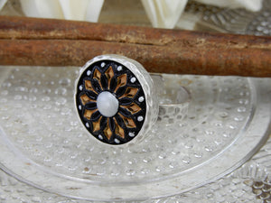 Czech Glass Button Ring