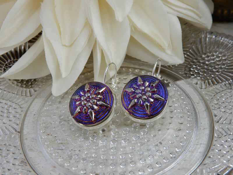 Czech Glass Button Earrings
