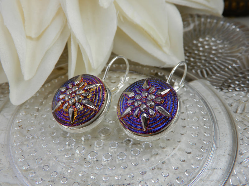 Czech Glass Button Earrings