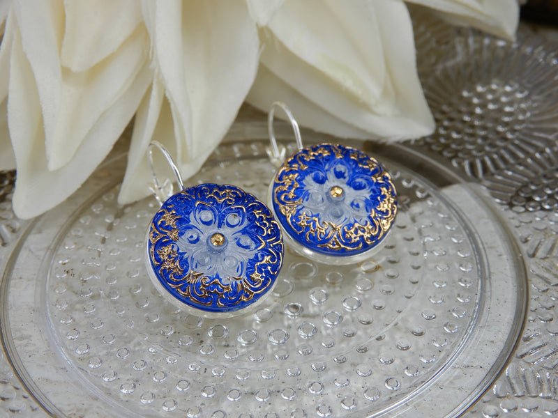Czech Glass Button Earrings