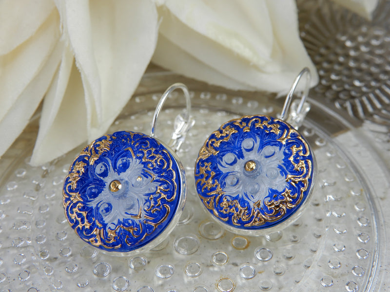 Czech Glass Button Earrings