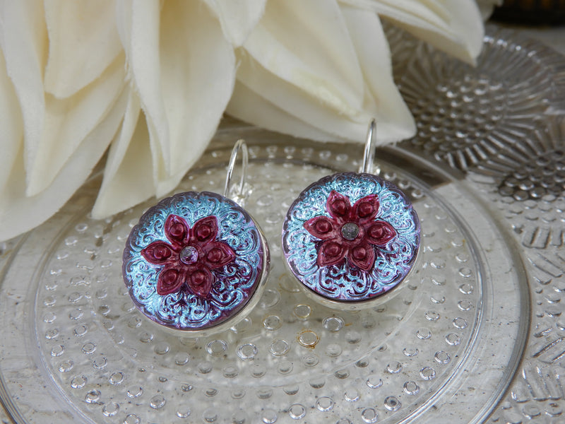 Czech Glass Button Earrings