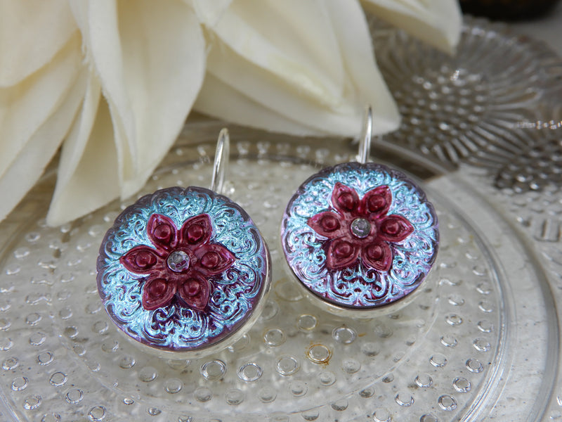 Czech Glass Button Earrings