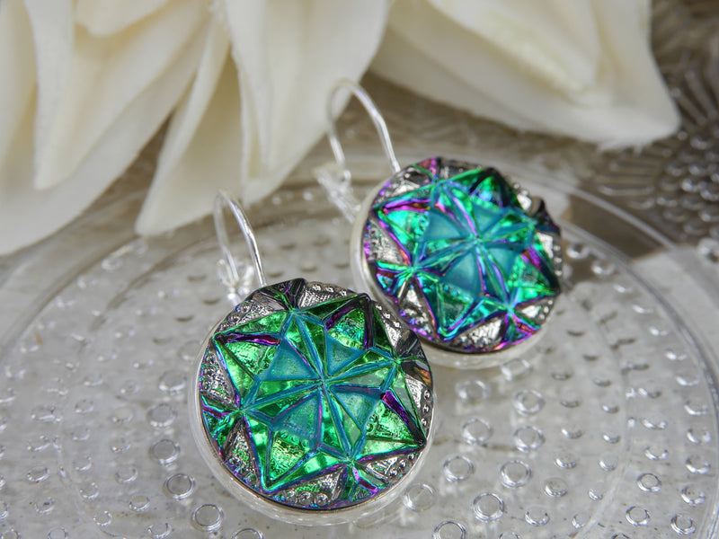 Czech Glass Button Earrings