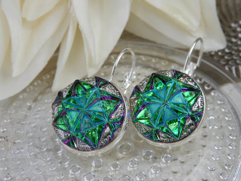Czech Glass Button Earrings