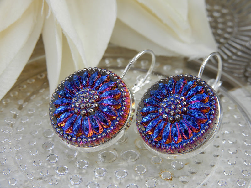 Czech Glass Button Earrings
