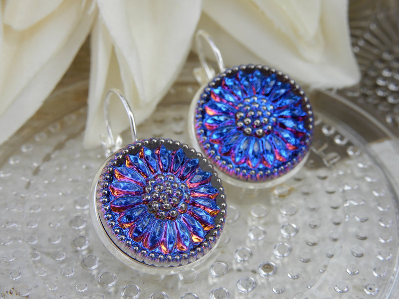 Czech Glass Button Earrings