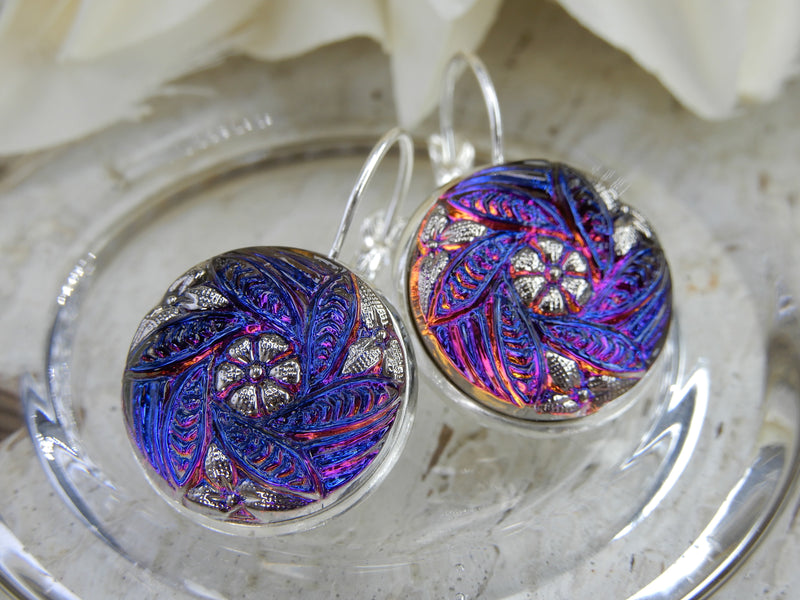 Czech Glass Button Earrings