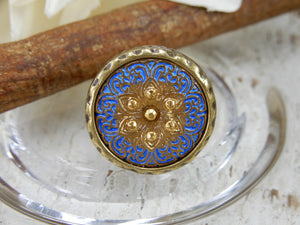 Czech Glass Button Ring