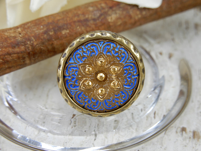 Czech Glass Button Ring