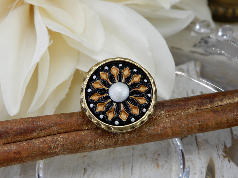 Czech Glass Button Ring