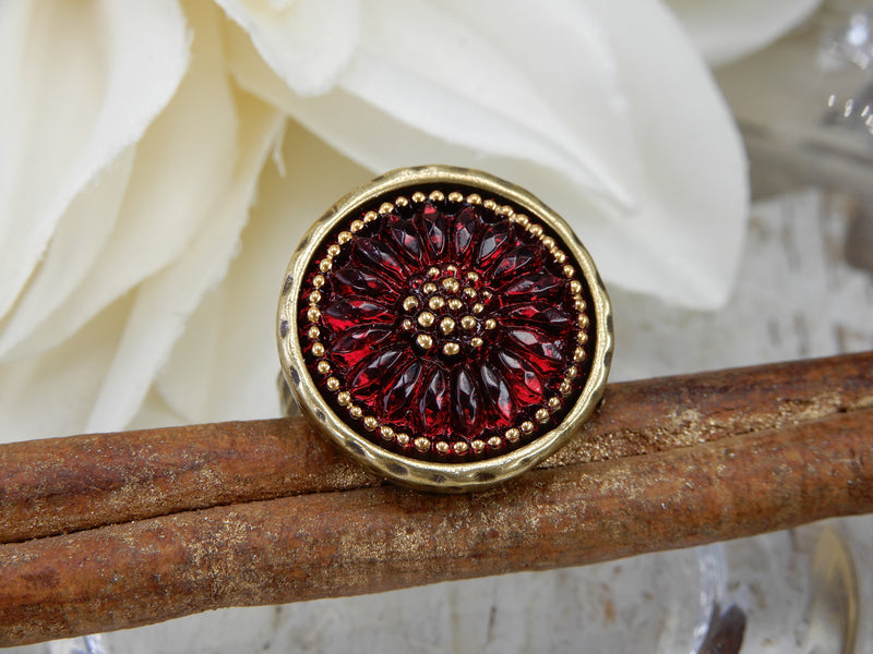 Czech Glass Button Ring