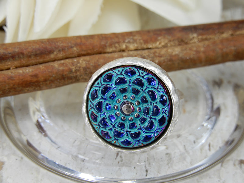 Czech Glass Button Ring