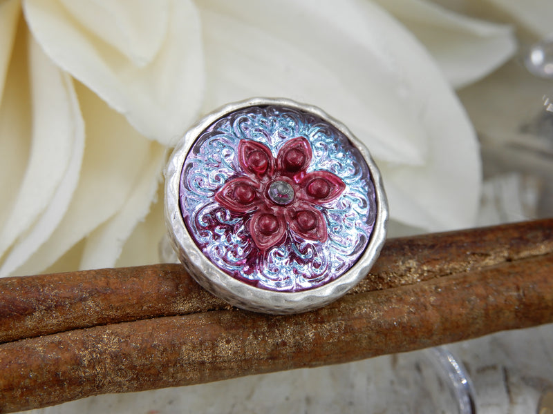 Czech Glass Button Ring