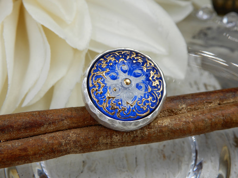 Czech Glass Button Ring