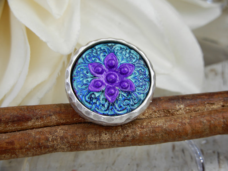 Czech Glass Button Ring