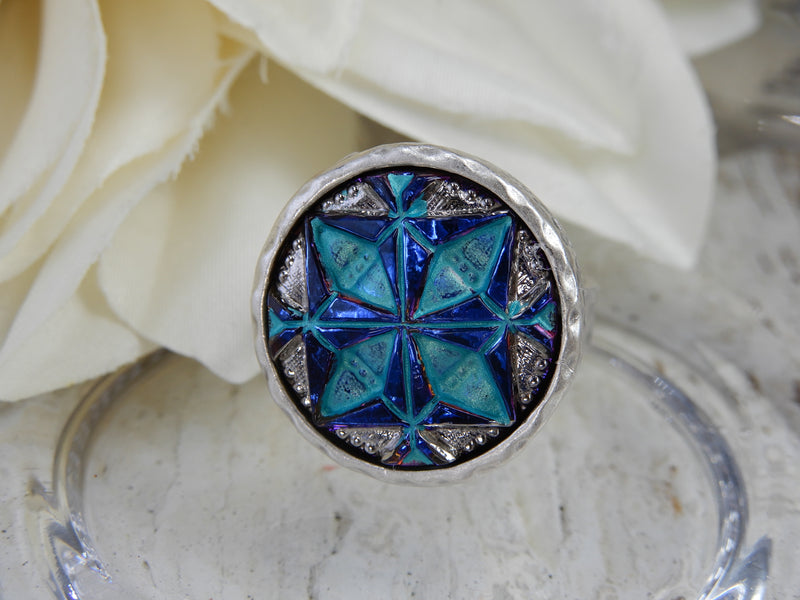 Czech Glass Button Ring