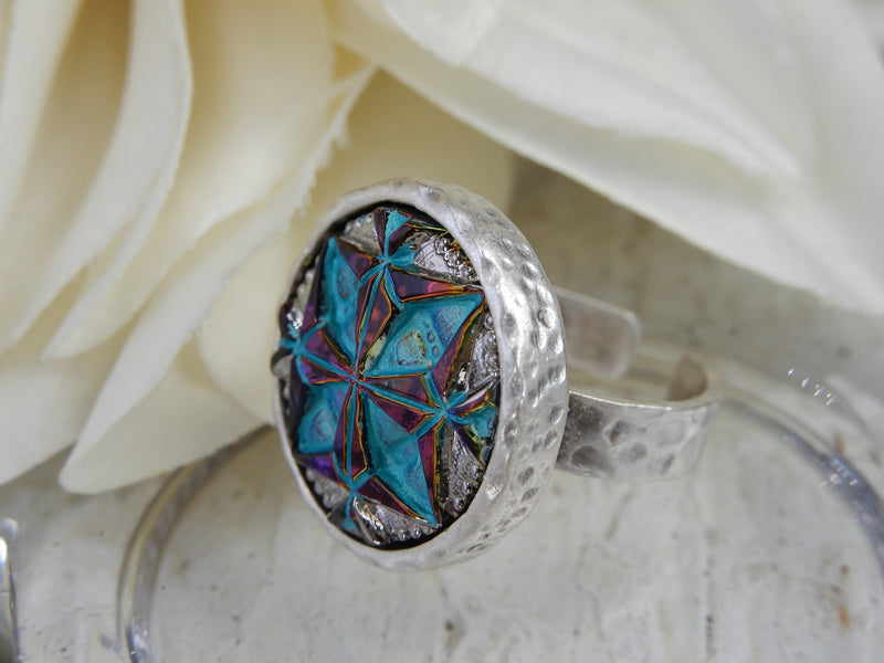 Czech Glass Button Ring