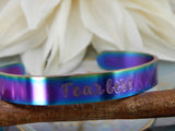 Fearless Stamped Stainless Rainbow Cuff