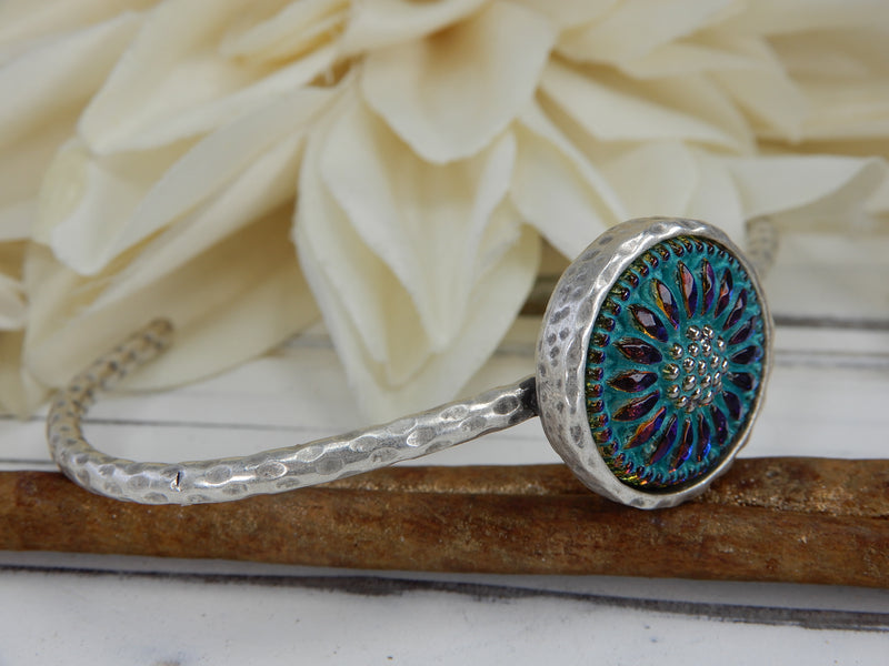 Czech Glass Button Cuff