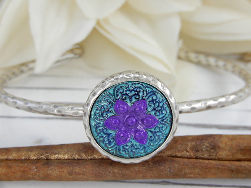 Czech Glass Button Cuff