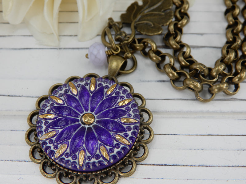 Czech Glass Button Necklace