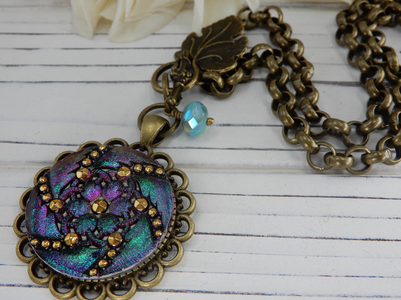 Czech Glass Button Necklace