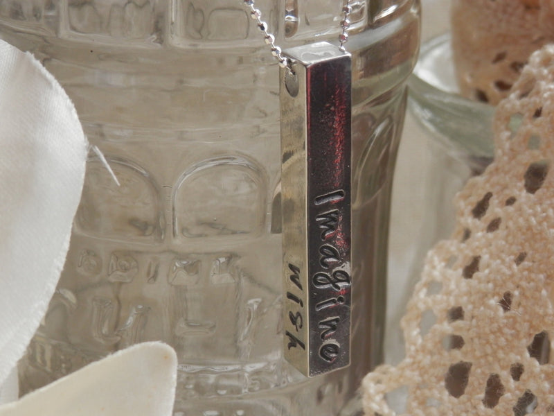 Stamped Pewter Bar Necklace