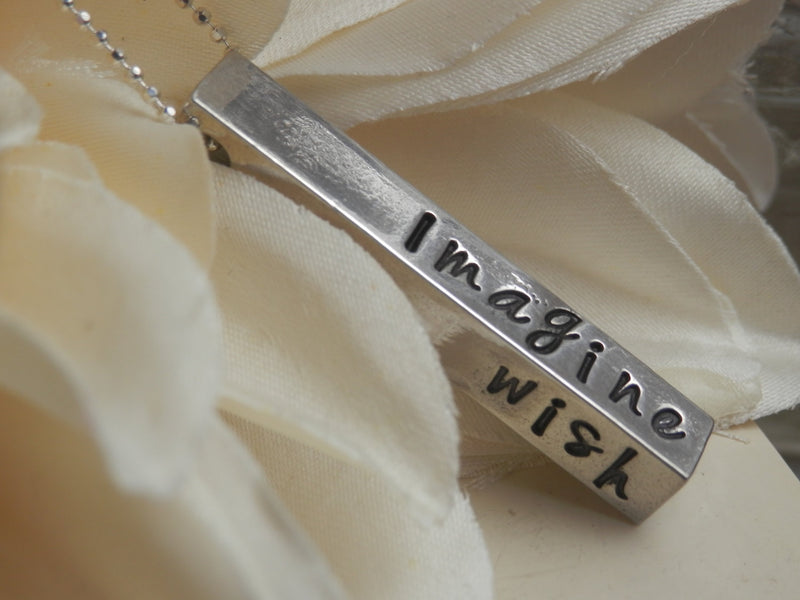 Stamped Pewter Bar Necklace