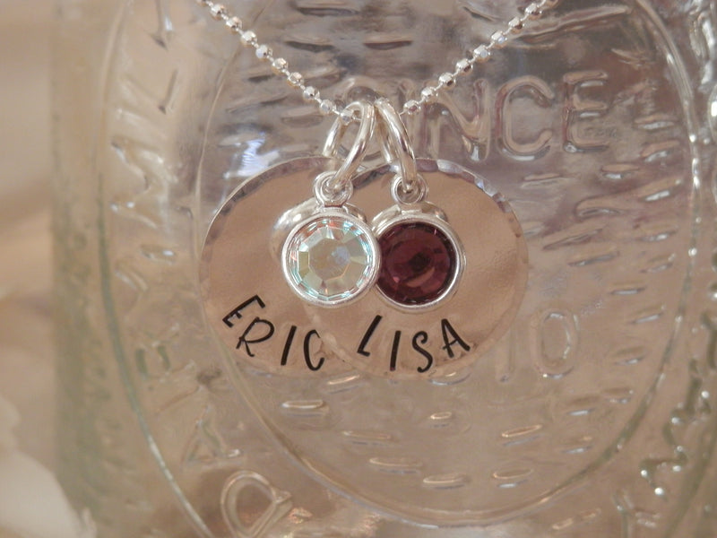 Stamped Mother & Grandmother Necklace With Birthstones