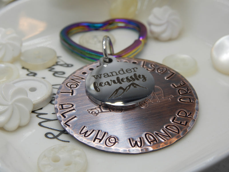 Not All Who Wander Are Lost Stamped Keychain