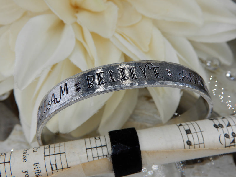 Dream Believe Achieve Stamped Aluminum Cuff