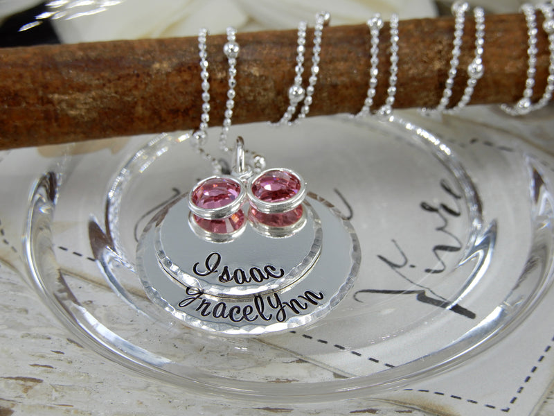 Stamped Mother & Grandmother Necklace With Birthstones