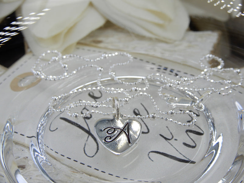 Stamped Initial Heart Necklace