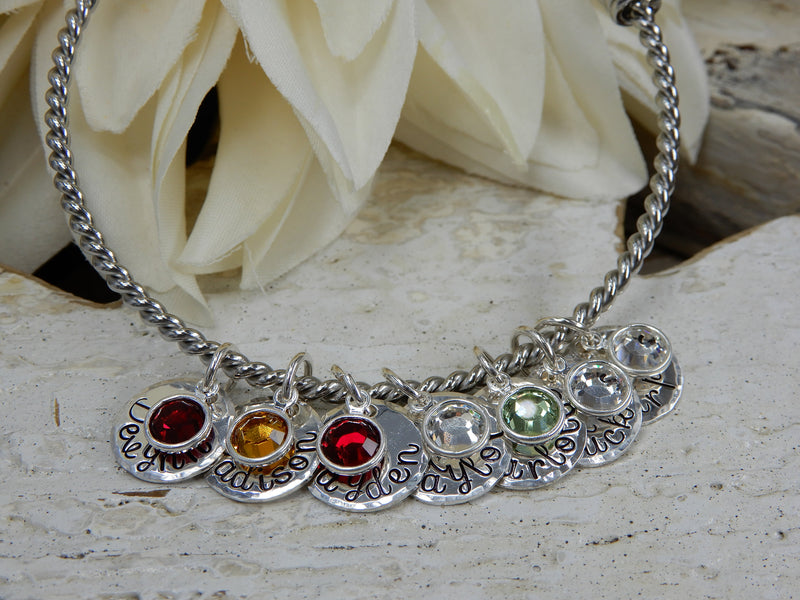 Mother & Grandmother Charm Bracelet With Birthstones