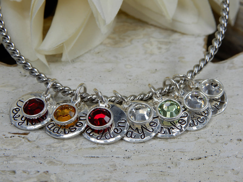 Mother & Grandmother Charm Bracelet With Birthstones