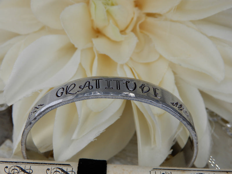 Gratitude Stamped Aluminum Cuff