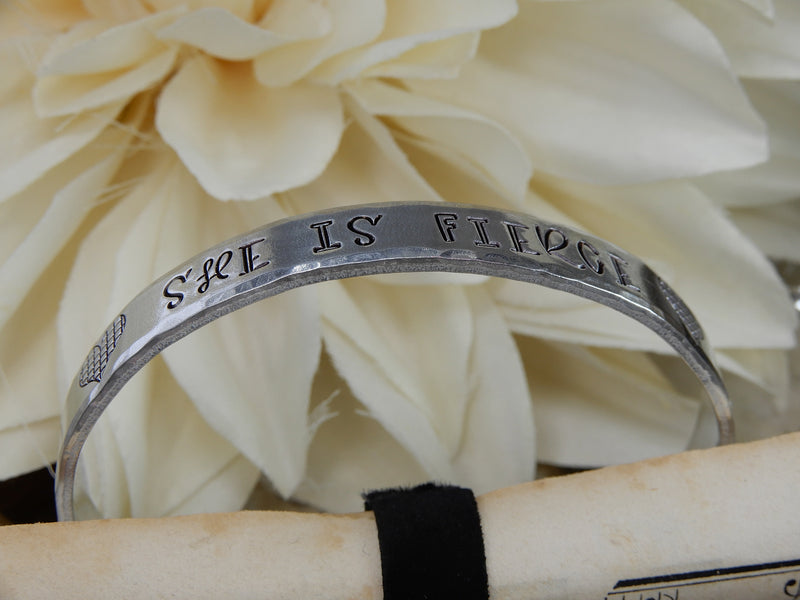 She Is Fierce Stamped Aluminum Cuff