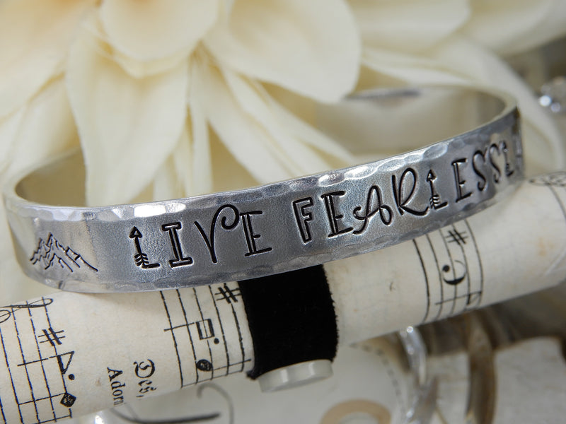 Live Fearlessly Stamped Aluminum Cuff