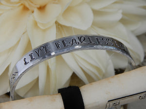 Live Fearlessly Stamped Aluminum Cuff